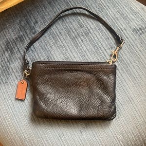 Coach park leather small wristlet in black authentic
